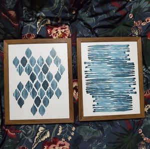 Blue Geometric Watercolour Print Set